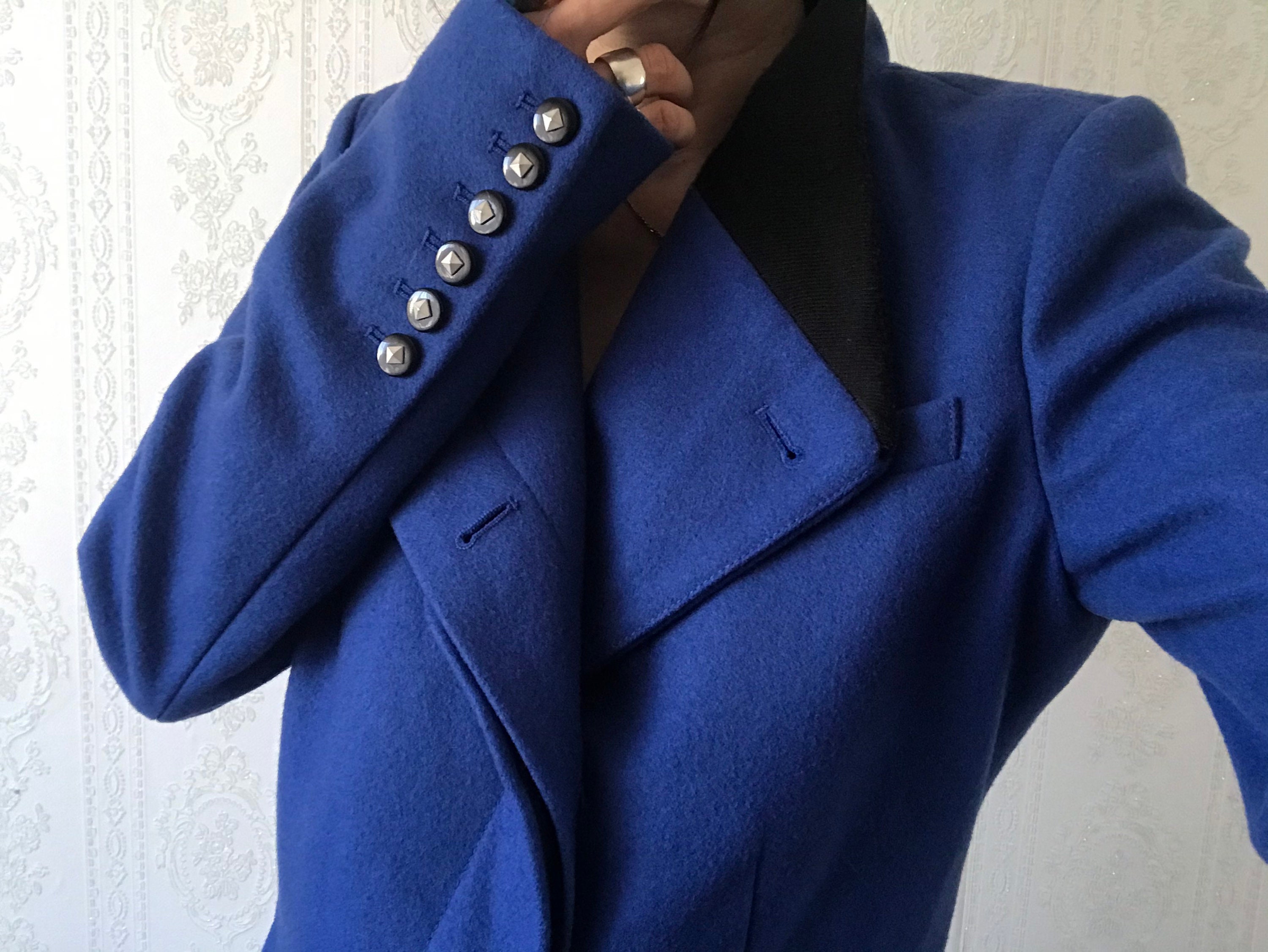 Persian Blue 2-Way Collar Wool Blend Jacket/ Top/ Blazer/ M