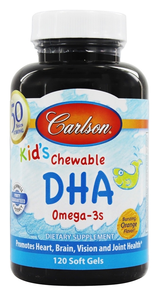 Carlson Labs - Carlson Kid's Chewable DHA Bursting Orange Flavor - 120 Softgels