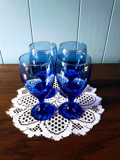 Cobalt Blue Long Stemmed Water Goblet