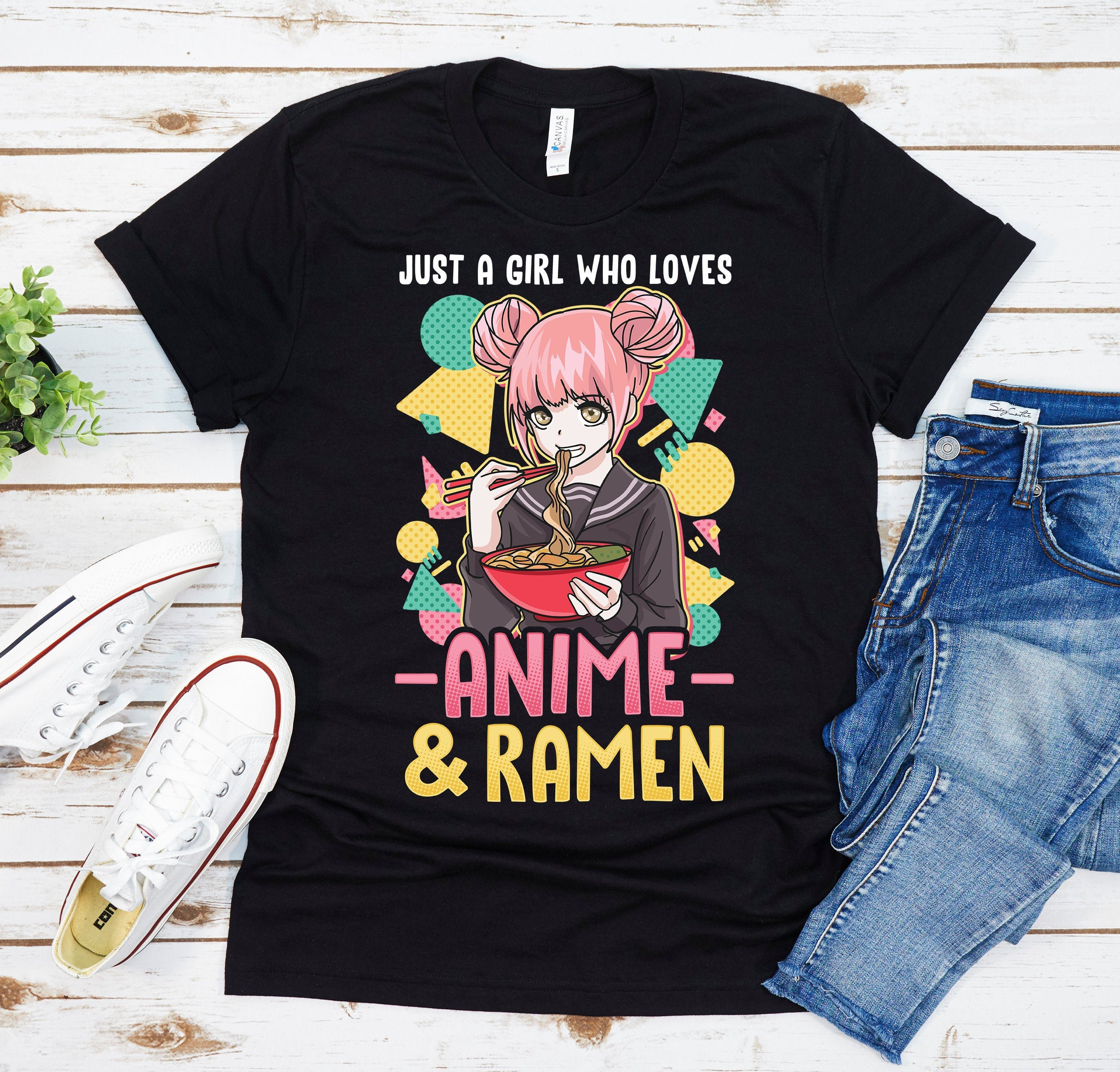 Just A Girl Who Loves Anime & Ramen Shirt Shirts For Girls Gift Lover Manga Otaku
