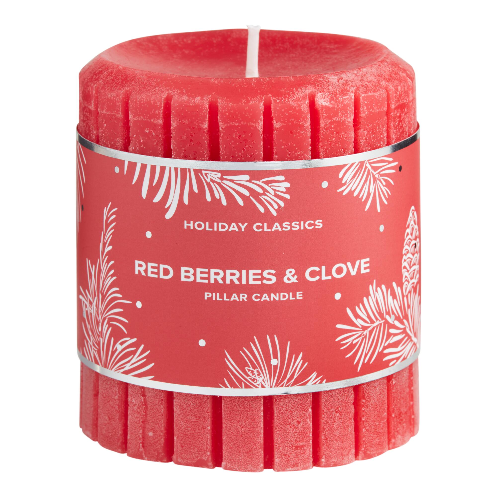 3 Inch Red Berries and Clove Pillar Candle - Scented Wax by World Market