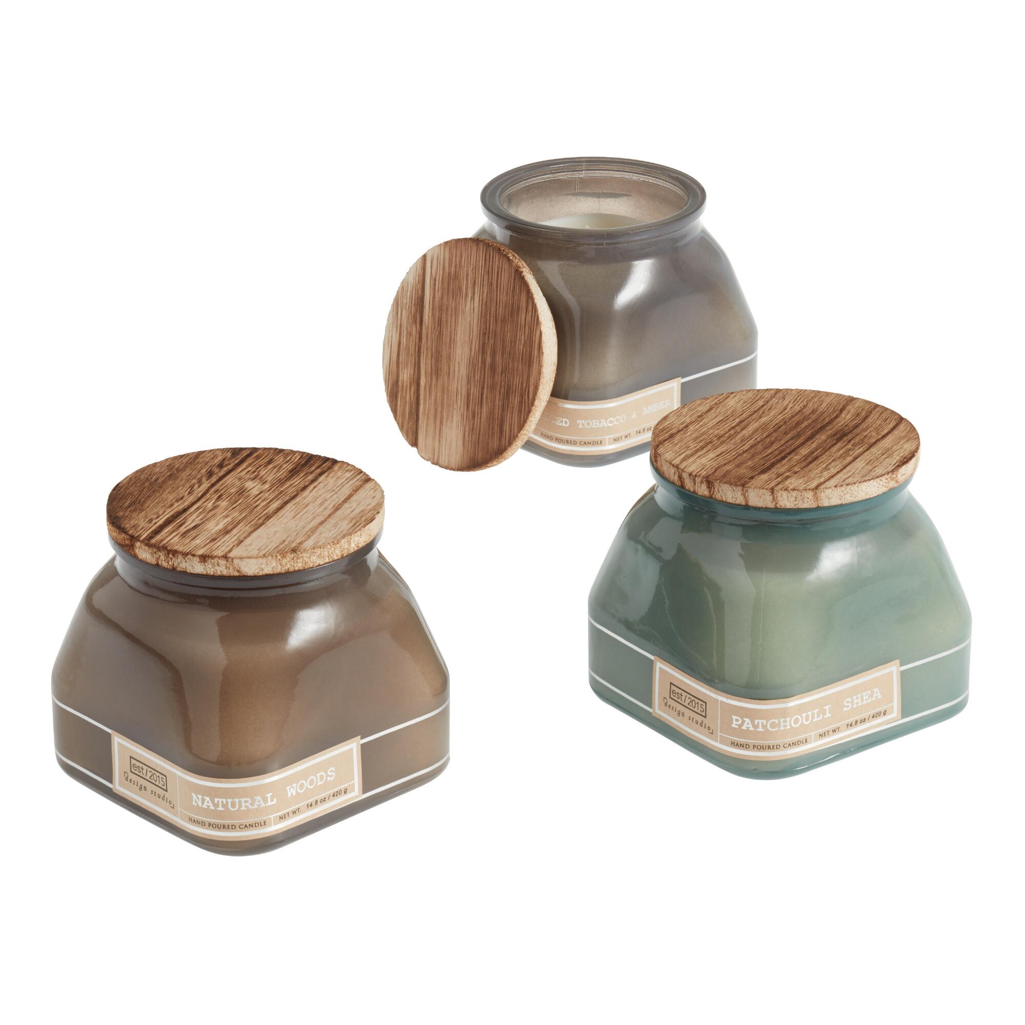 Milk Glass with Wood Lid Filled Jar Candle Collection by World Market