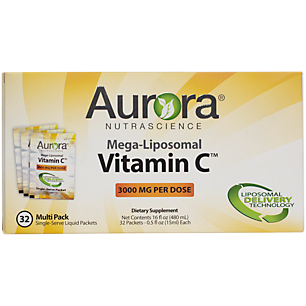Aurora Mega-Liposomal Vitamin C - 3,000MG - Sugar Free - Organic Fruit Flavor (32 Single Serving Packets)