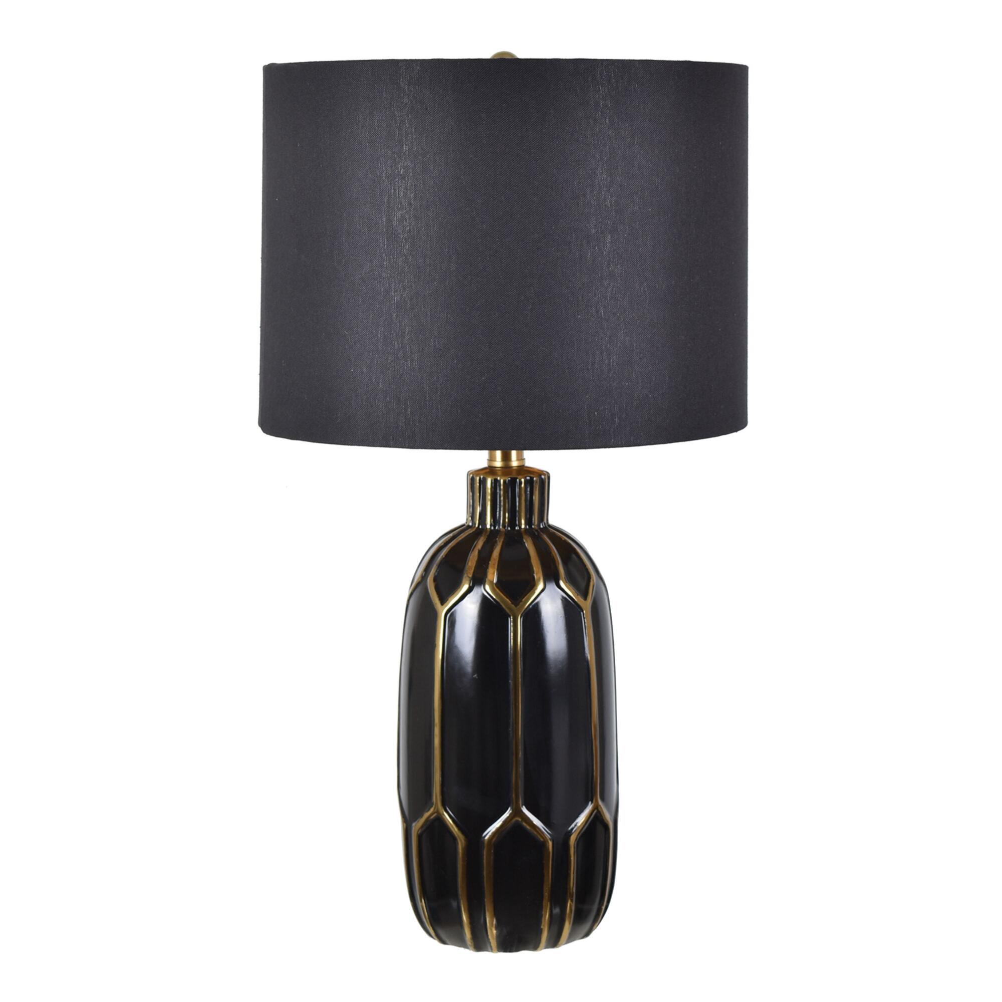 Black Ceramic and Gold Geo Seneca Table Lamp: Brown by World Market