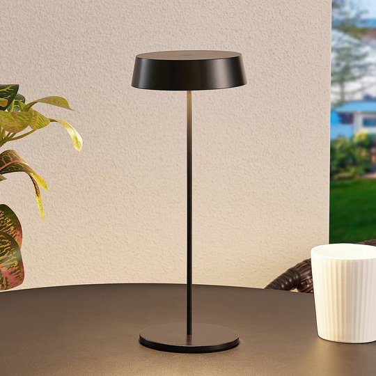 Lucande Tibia -LED-pöytälamppu, USB, musta