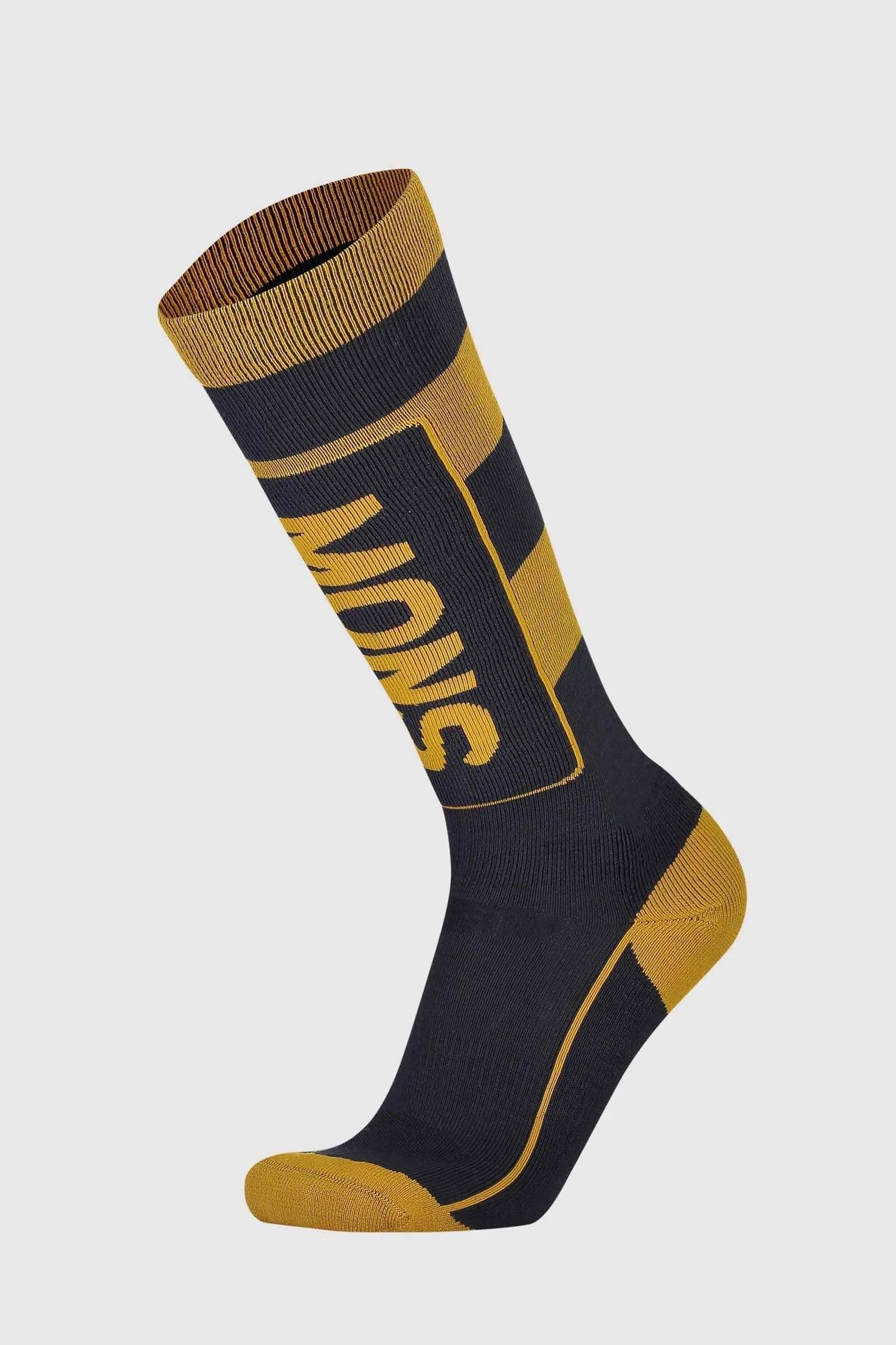 Mons Royale Men's Mons Tech Cushion Sock - Merino Wool, 9 Iron / Gold / M (42-44)
