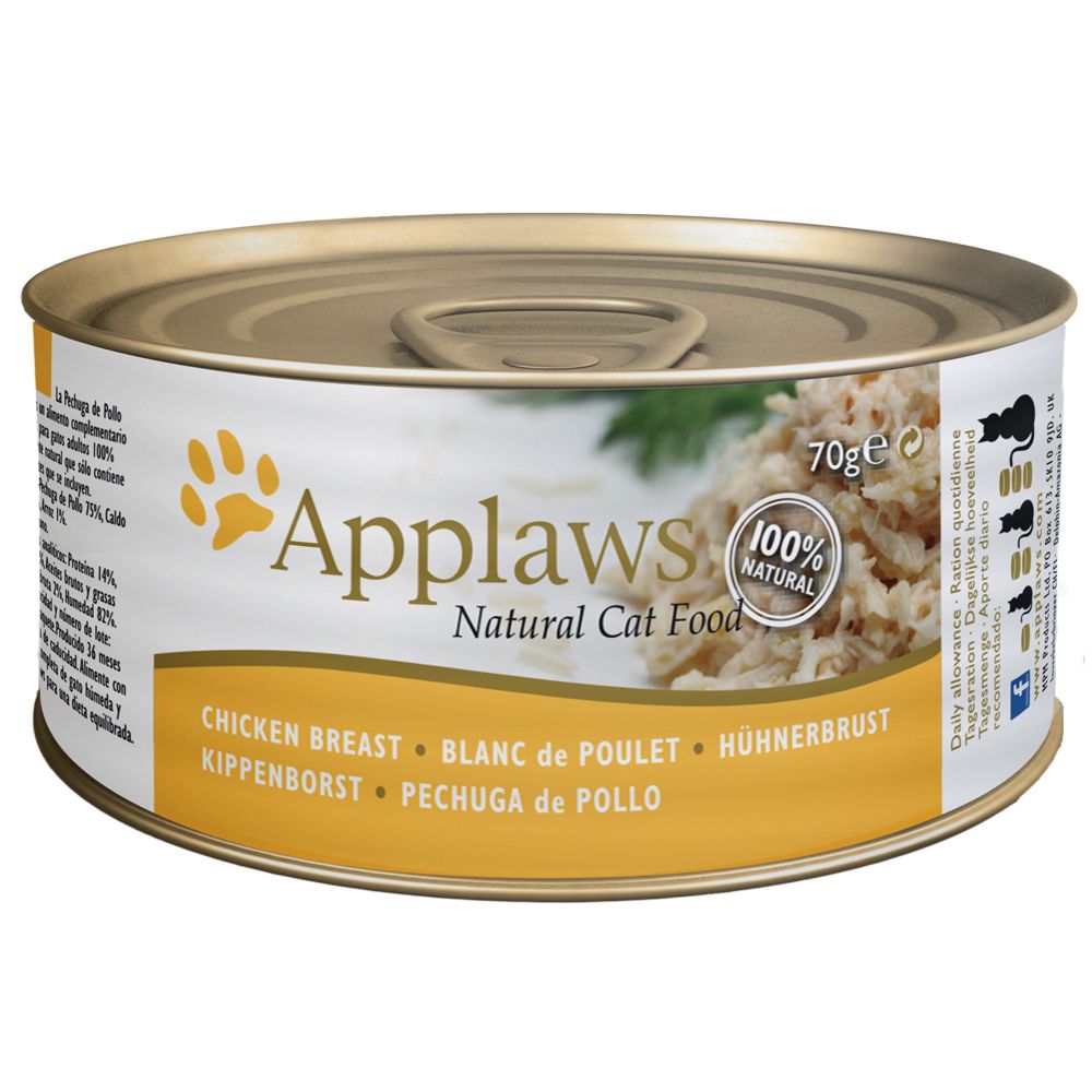Applaws Cat Food Cans 70g - Chicken in Broth - Chicken Breast with Duck 24 x 70g
