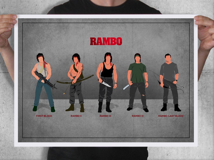 Rambo Poster, Rambo Print, John Rambo, Wall Art, Movie Poster, Movie Art, Man Cave Poster, Home Decor, Wall Decor, Sylvester Stallone