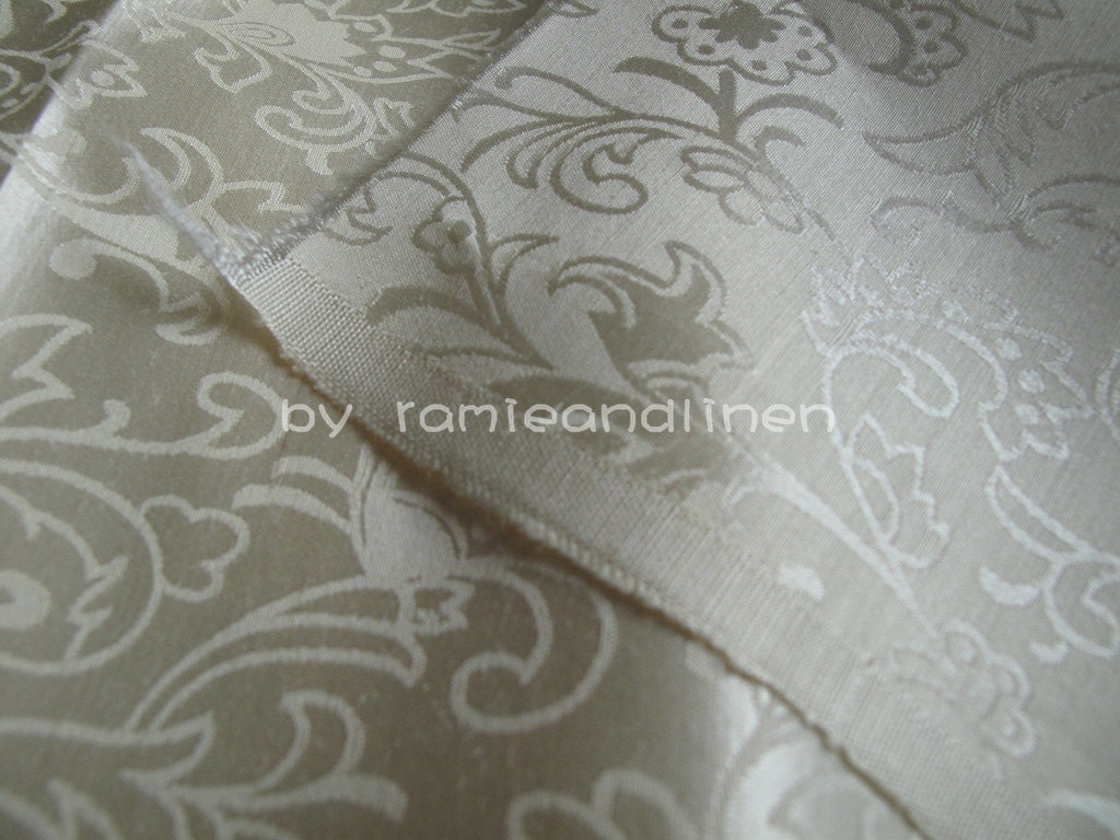 Silk Fabric, Linen Blend Brocade Half Yard By 46 Wide