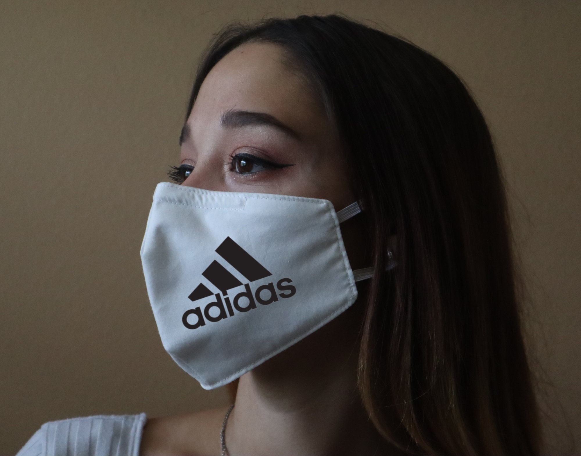 Handmade Cotton Blend Customizable Face Masks With Adjustable Ear-Loops - Adidas Adult Small 8 X 5"