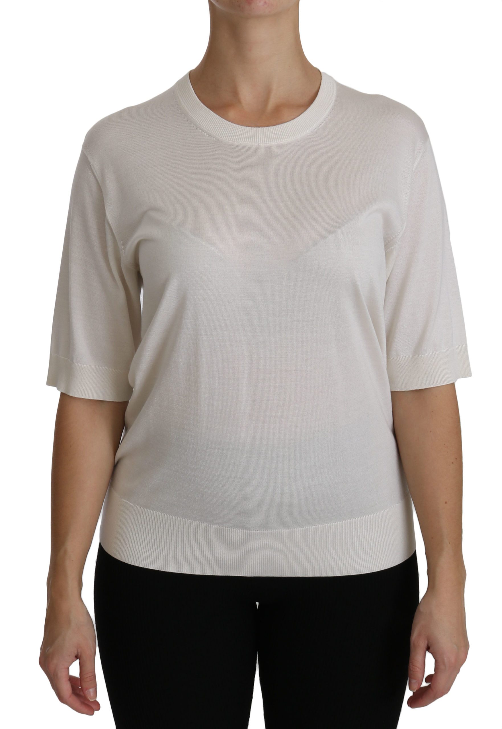 Dolce & Gabbana Women's Crew Neck Short Sleeve Top White TSH4265 - IT40|S