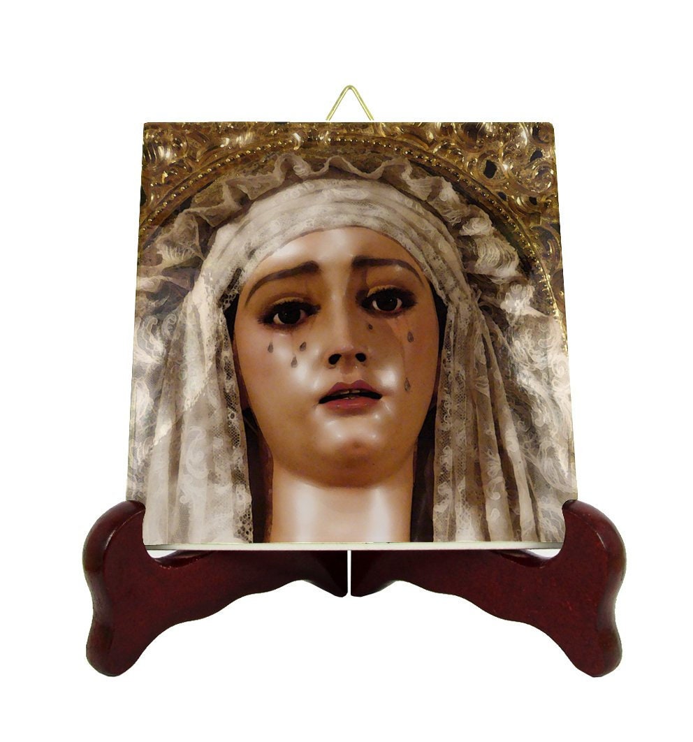 Catholic Gifts - Holy Mary Of Guadalupe Seville Religious Icon On Ceramic Tile Virgin Plaque Pray Ave Maria