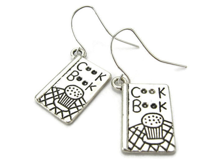 Bestseller 925 Cookbook Silver Earrings, Betty Crocker Cooking Book, Kitchen Recipes, Cook - Baker Chef, Culinary Jewelry, Gift Idea"