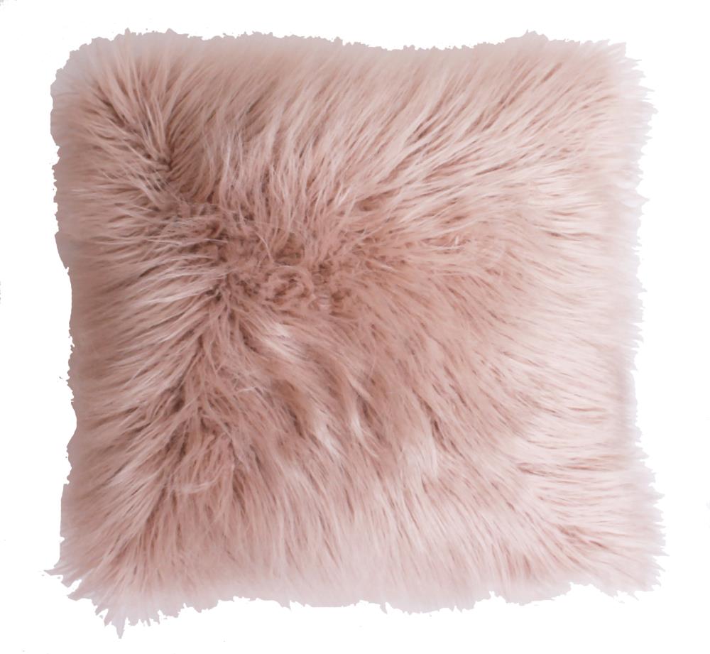 Decor Therapy Thro by Marlo Lorenz 16-in x 16-in Rose Smoke Acrylic Blend Faux Mongolian Indoor Decorative Pillow Polyester in Pink | TH010118008E