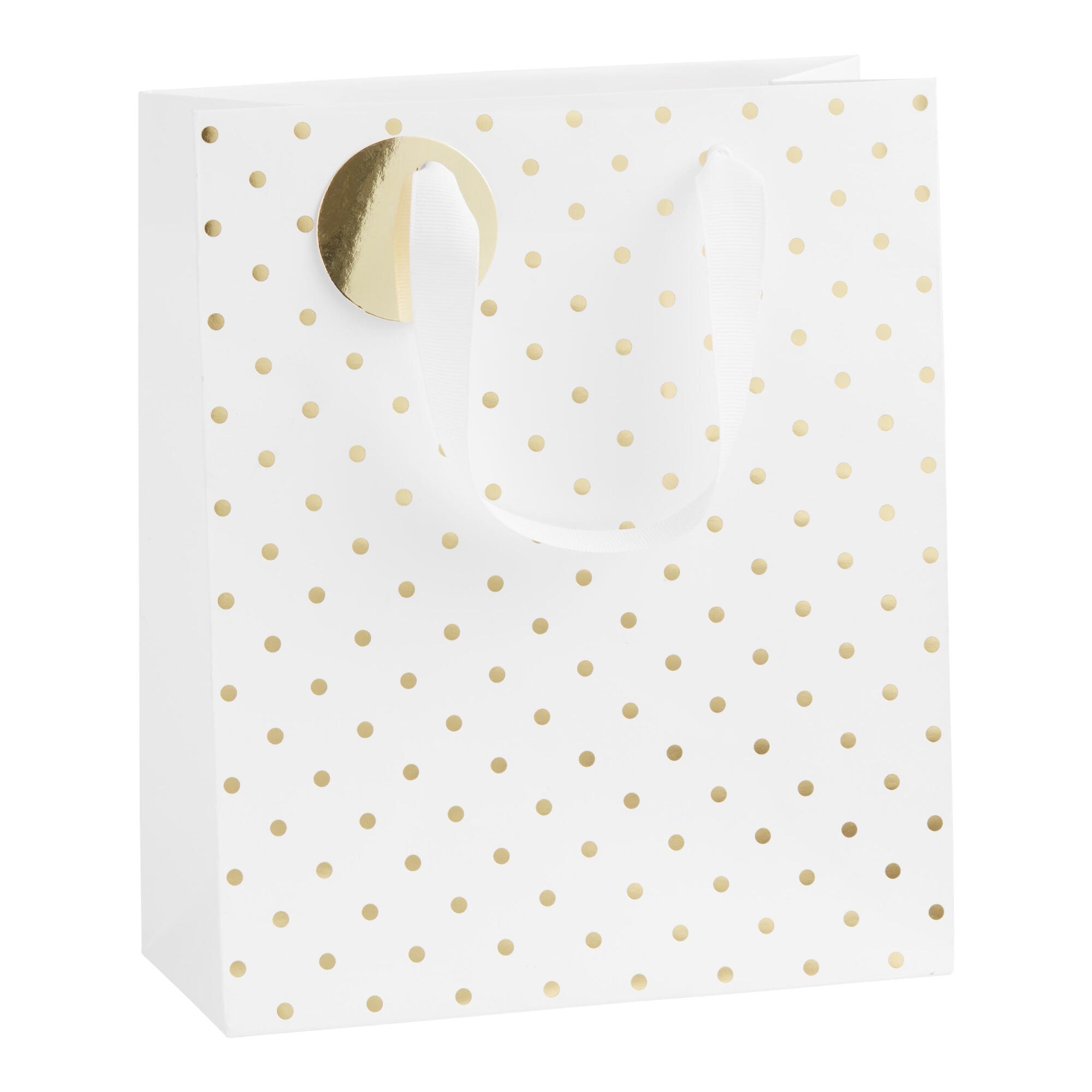 Medium White and Gold Kraft Gift Bag by World Market