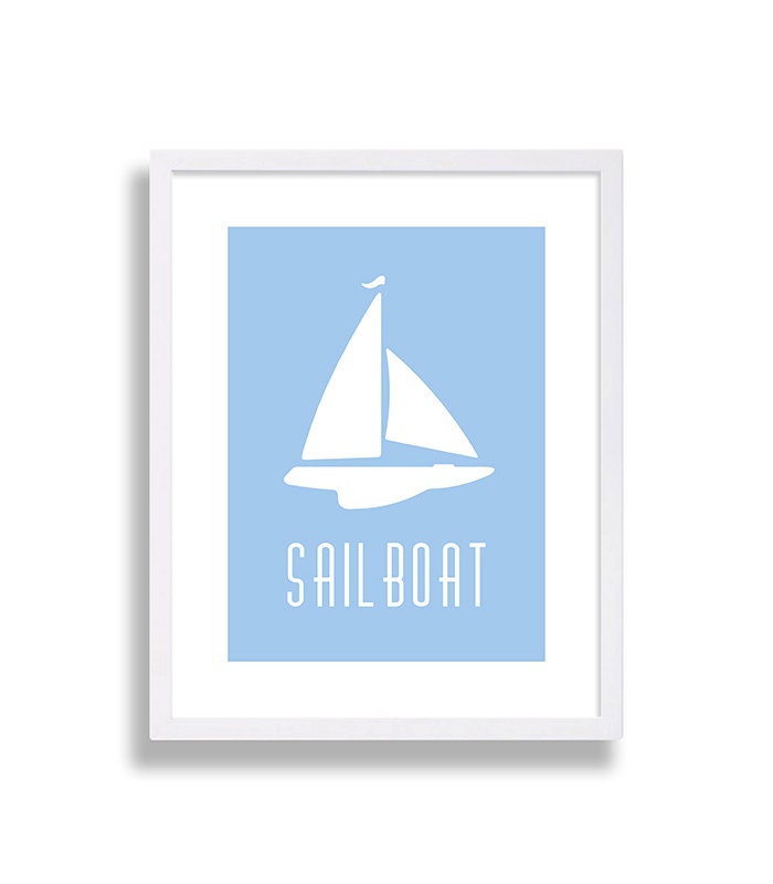 Sailboat Nursery Decor Nautical Prints Home Blue Art Modern Wall Sail Away Print Coco & James