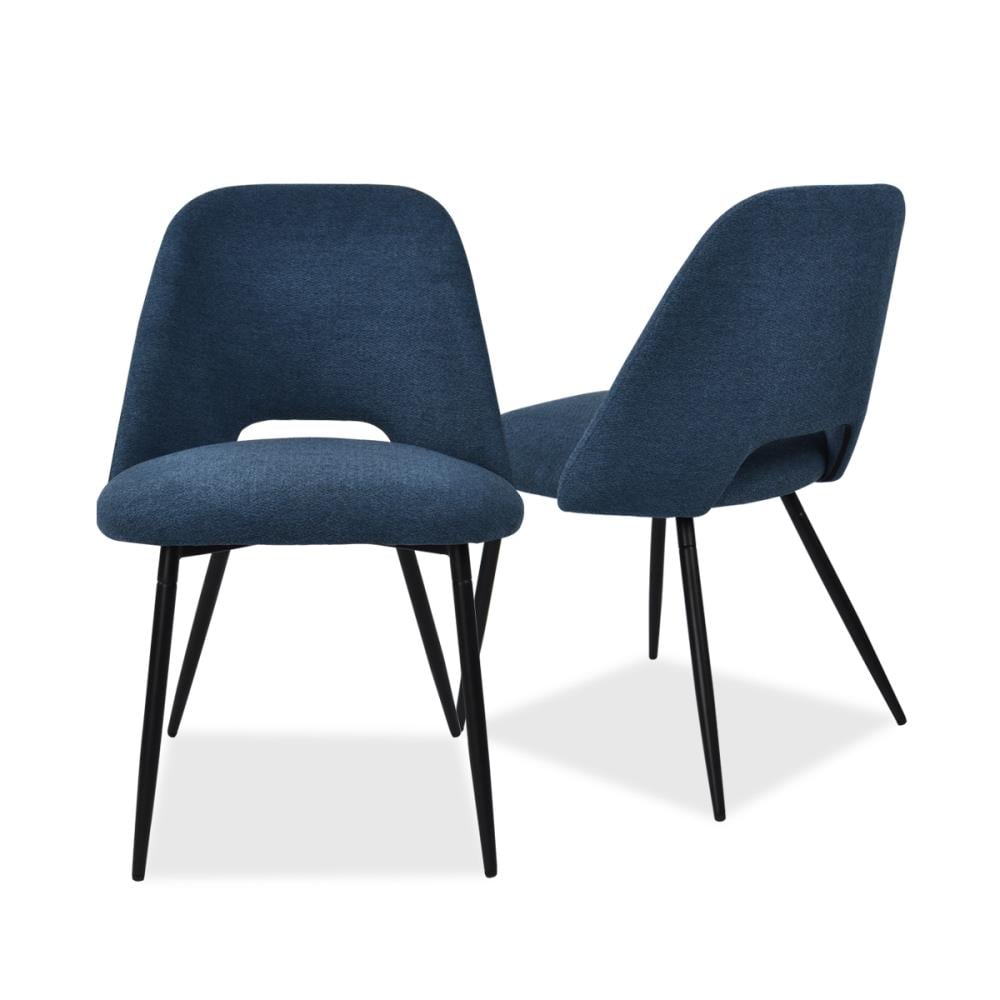 NeuType Casual Polyester/Polyester Blend Upholstered Dining Side Chair (Metal Frame) in Blue | MIRUO-A050