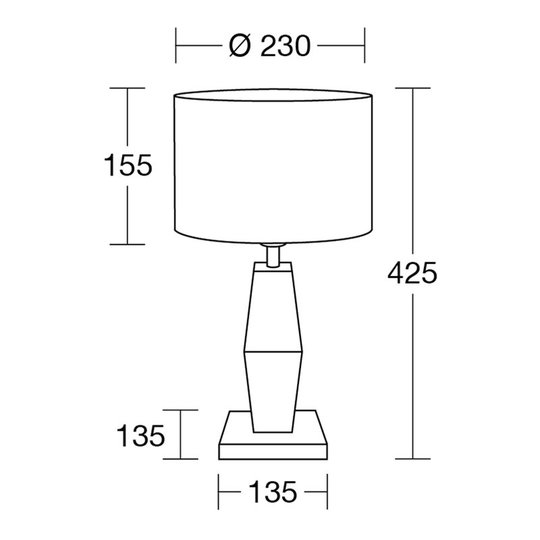 HerzBlut Marla -pöytälamppu, öljytty tammi 42,5 cm