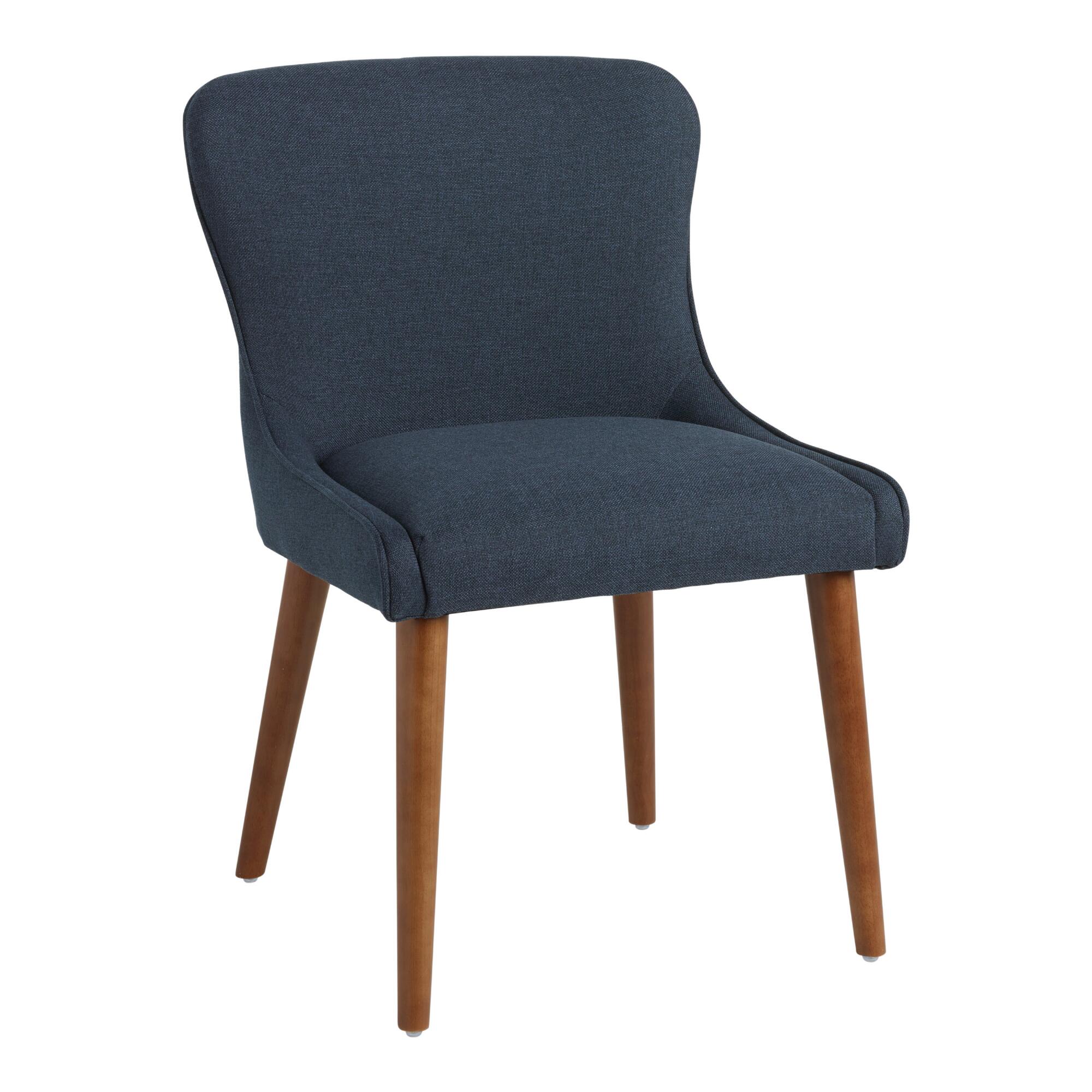 Zarah Petite Wingback Upholstered Dining Chairs Set Of 2: Blue - Fabric by World Market