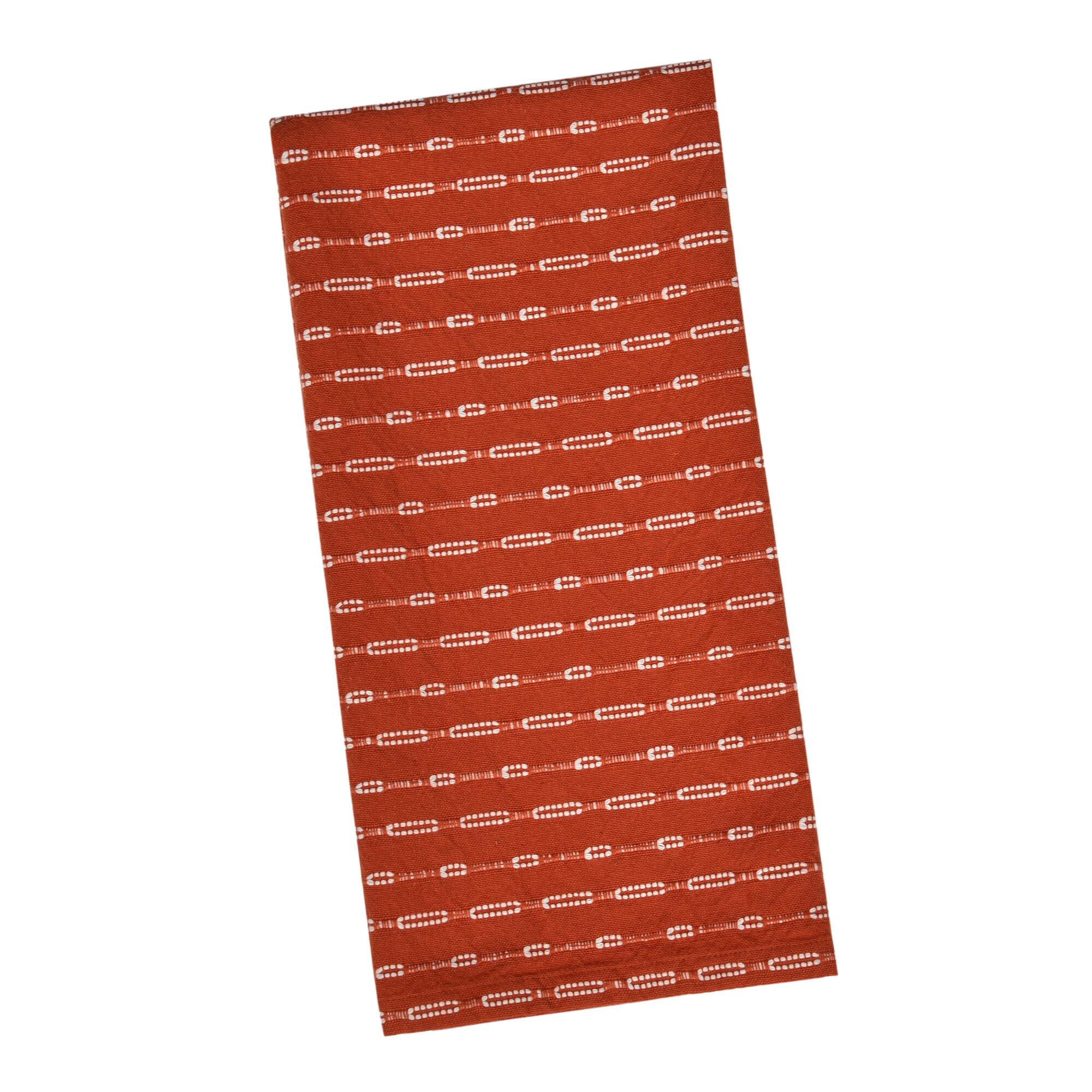 Rust and White Woven Kitchen Towel Set of 2: Orange - Cotton by World Market