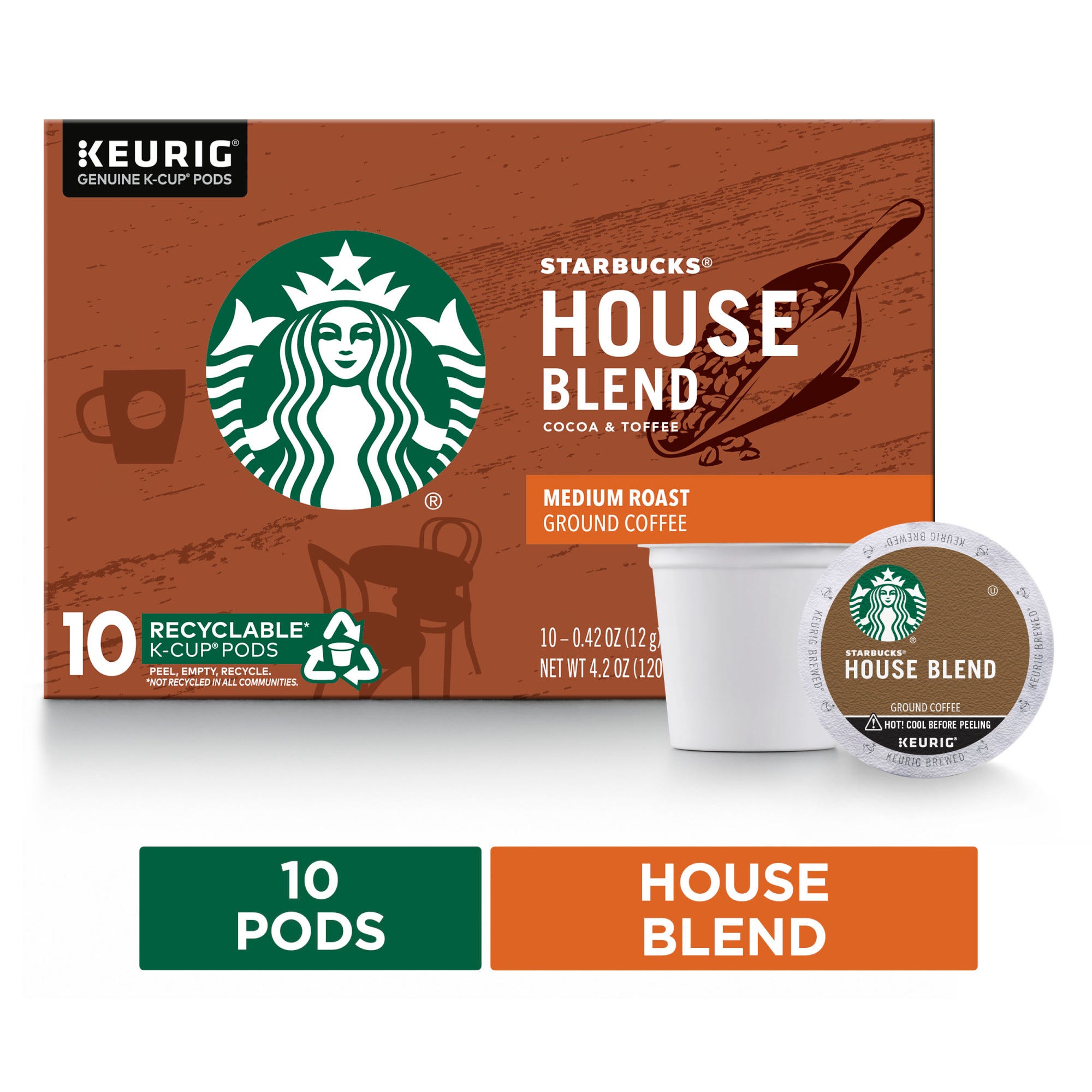 Starbucks K-Cups, House Blend - 10 ct