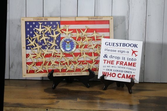 Personalized Guest Book/Flag/Air Force/Military/Armed Forces/Retirement/Guest Book/Wood Shape/Submarine/Ships
