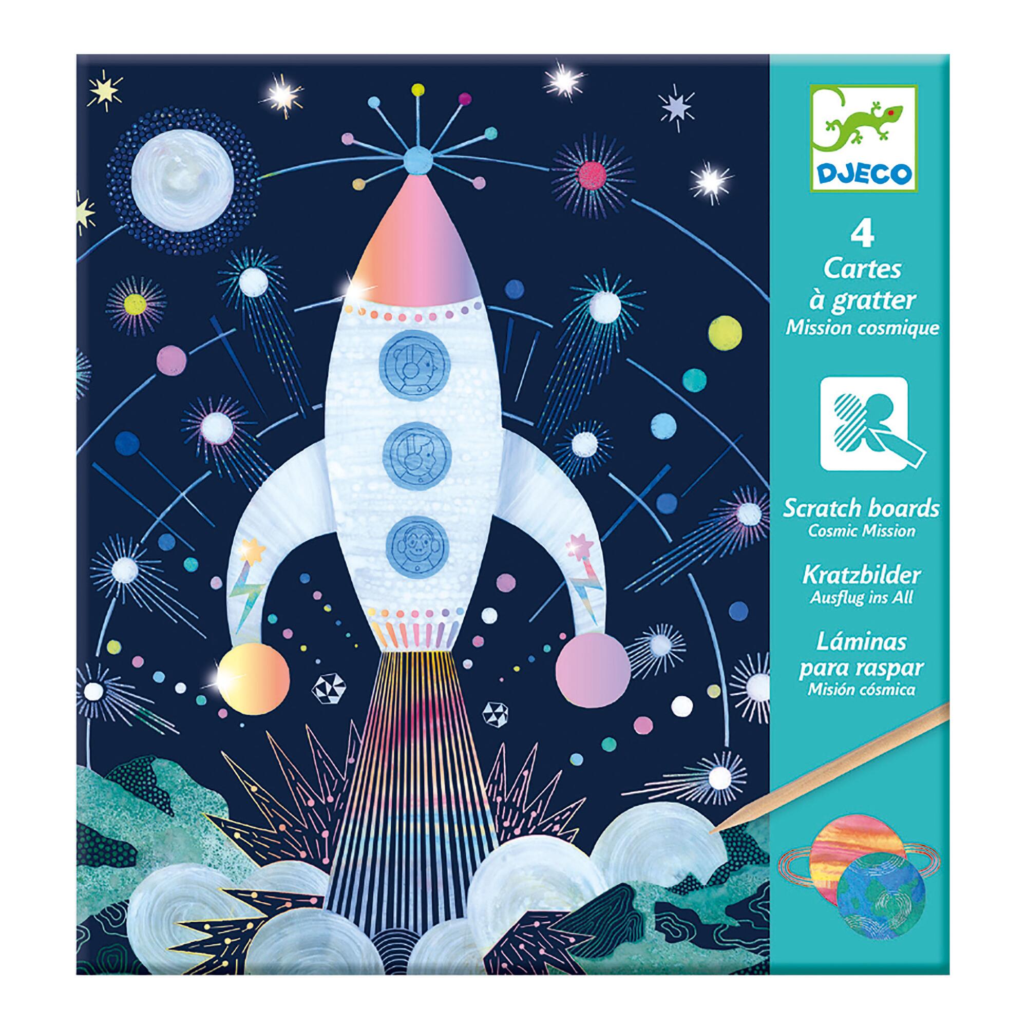 Djeco Cosmic Mission Scratch Card Art Kit: Multi - Paper by World Market