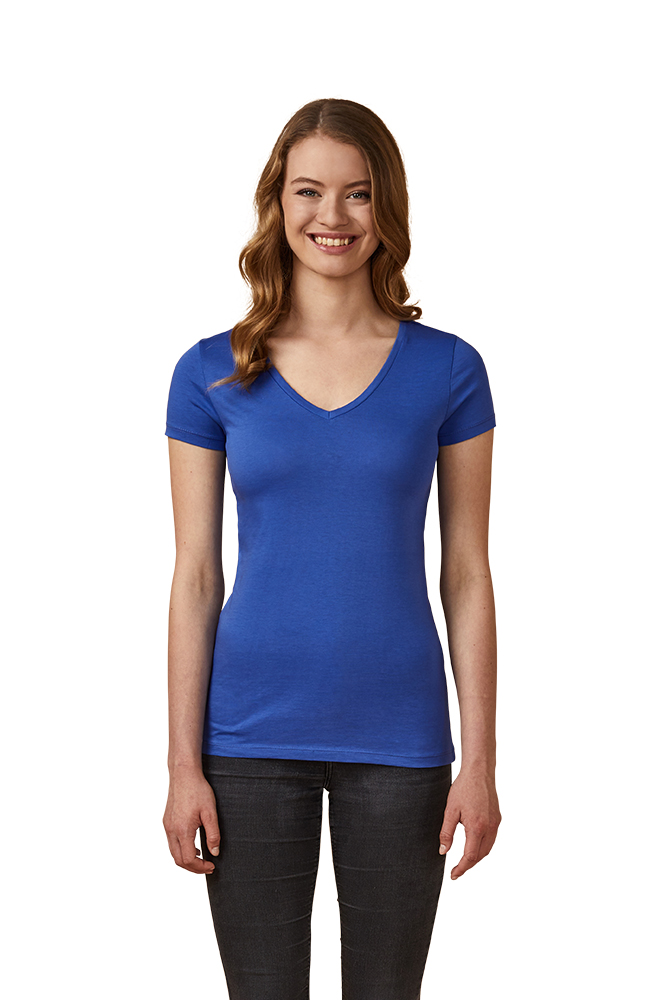 X.O V-Ausschnitt T-Shirt Damen, Azurblau, XL