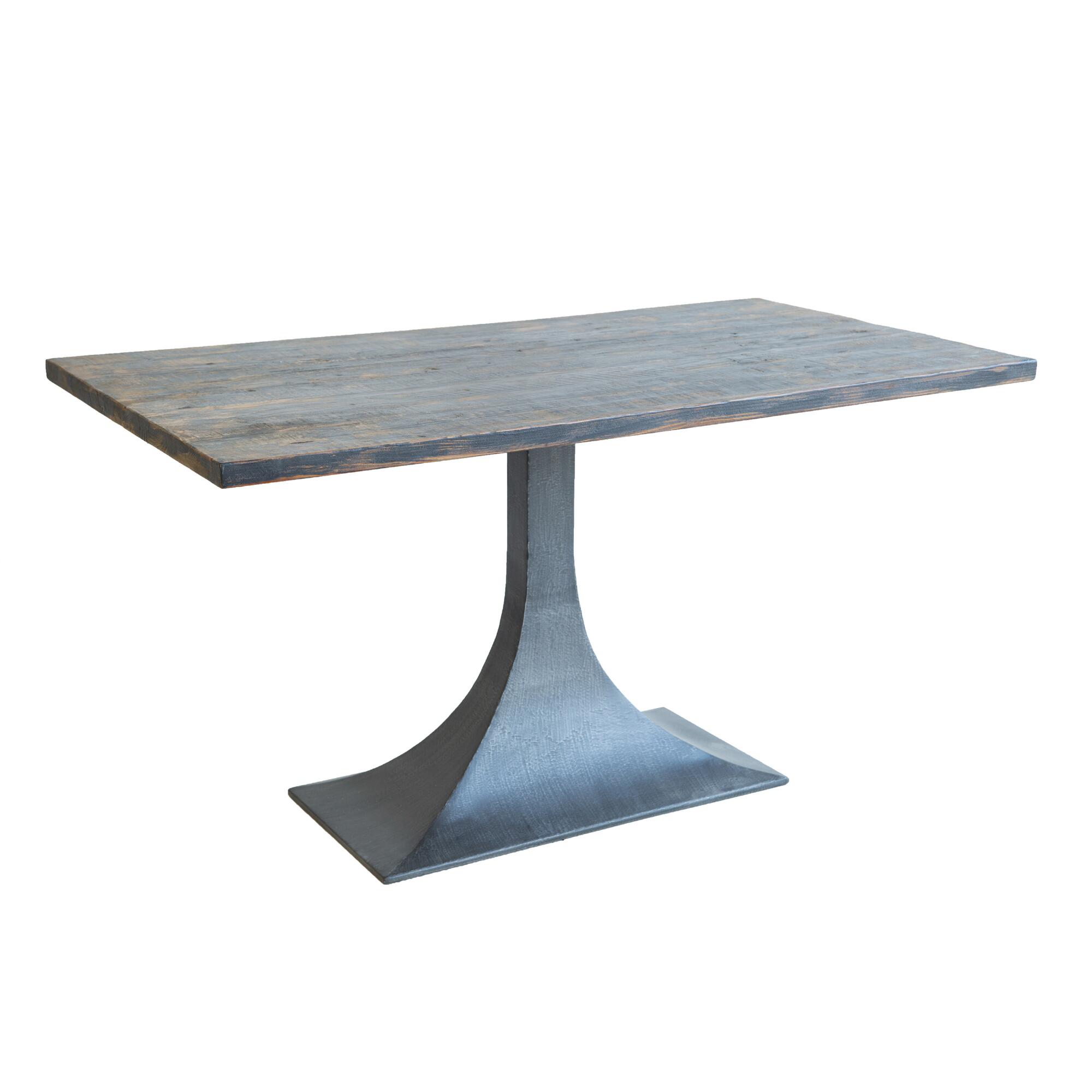 Reclaimed Pine and Black Metal Hector Dining Table: Blue by World Market