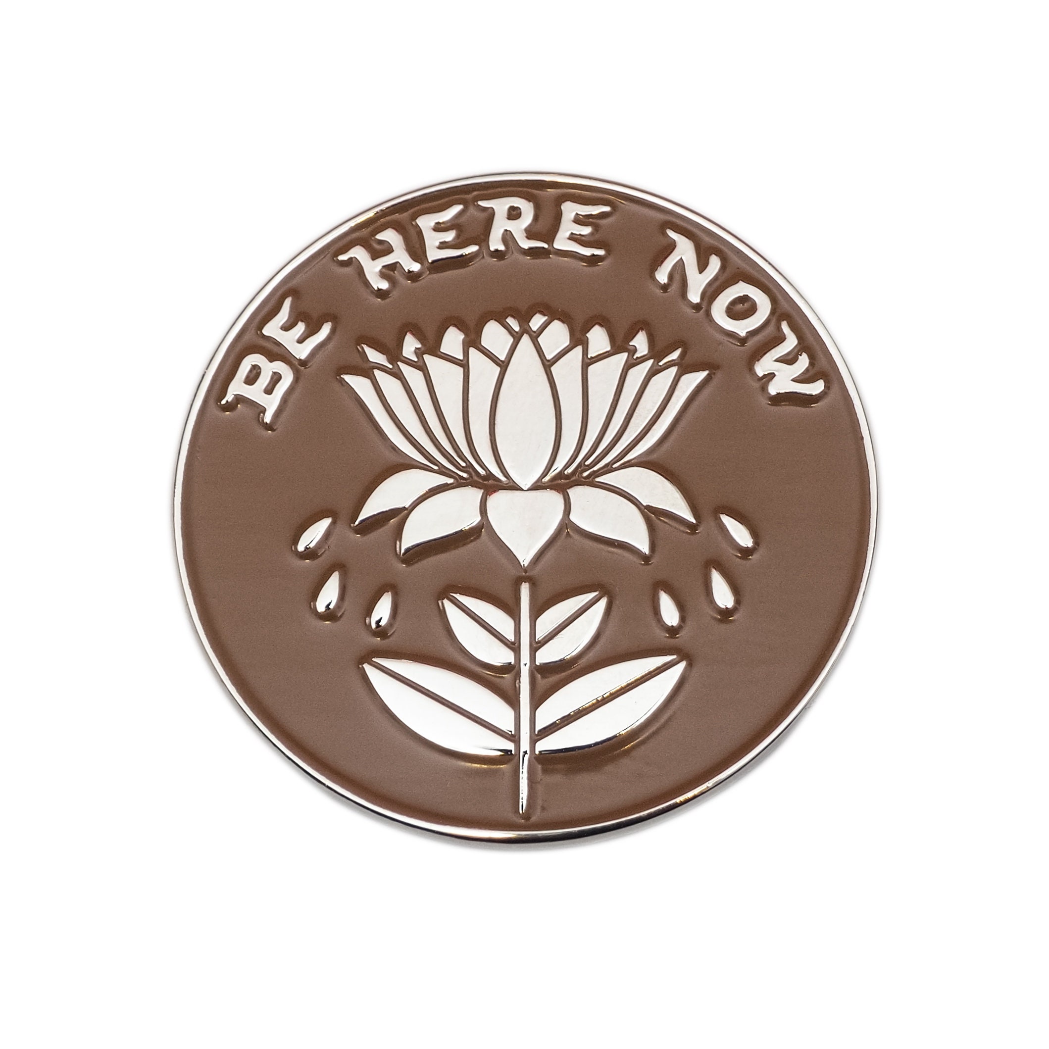 Be Here Now Pin. Mindfulness Lotus Enamel Live in The Moment. Ram Das Lapel