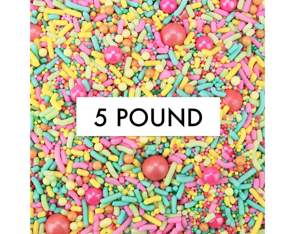 Palm Springs Sprinkle Blend - 5 Pounds A Fun Mix Of Pink, Coral, Yellow, Orange, Green, Turquoise Sprinkles For Decorating Sweet Treats