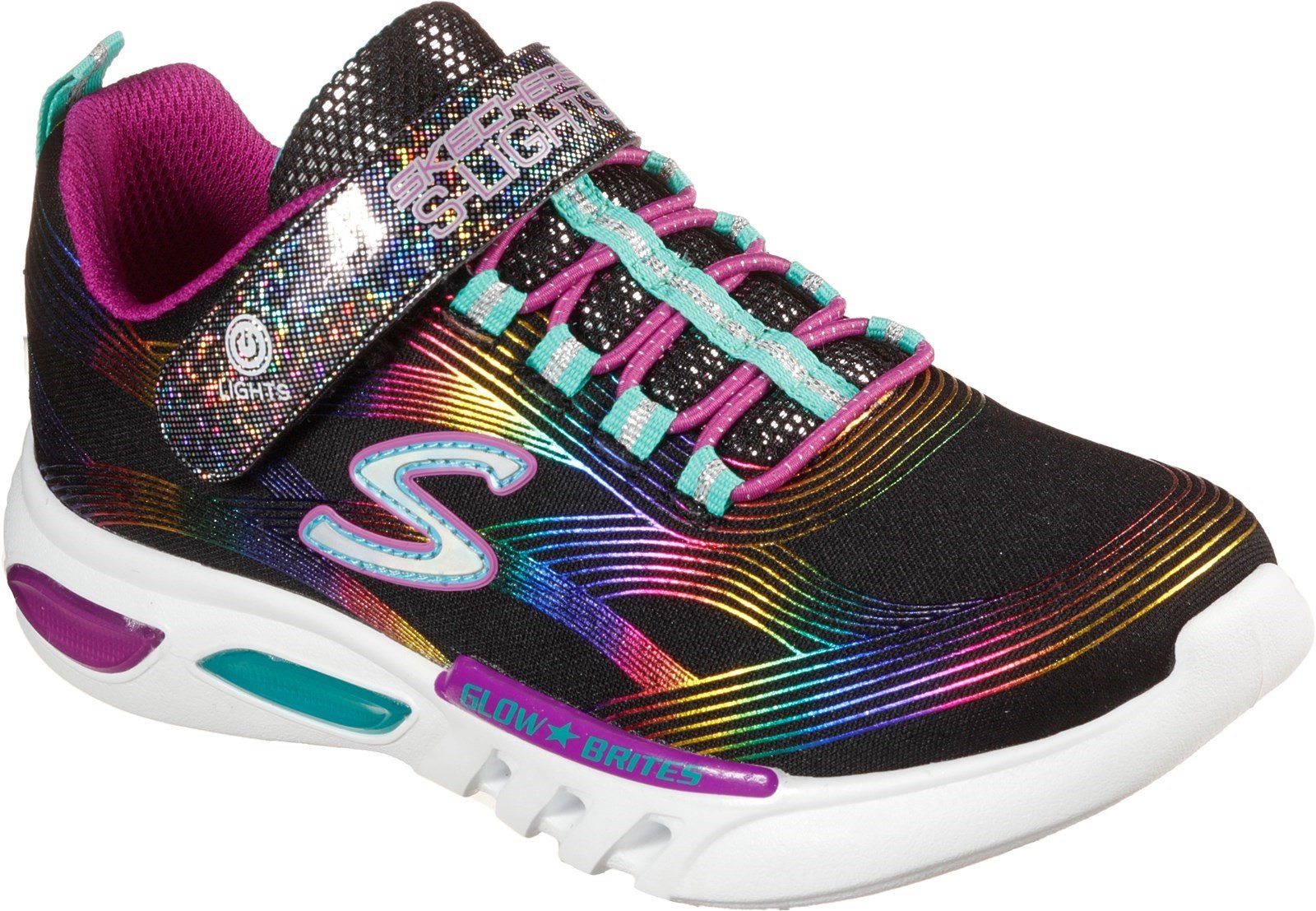 Skechers Kid's Glow-Brites Sports Trainer Various Colours 32088 - Black/Multi 9.5