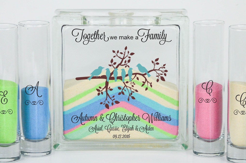 Blended Family Wedding Unity Sand Ceremony Set, Bird Theme, Candle Alternative, Together We Make A Family, Woodland Theme