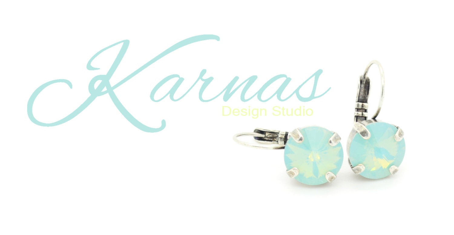 Seafoam Opal 10mm Drop Or Stud Earrings Genuine K.d.s. Premium Crystal Choose Your Finish Karnas Design Studio Free Shipping