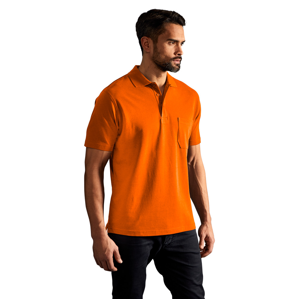 Heavy Poloshirt mit Brusttasche Herren, Orange, XXL