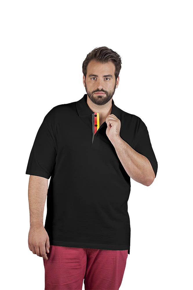 Fanshirt Deutschland Superior Poloshirt Plus Size Herren, Schwarz, 4XL