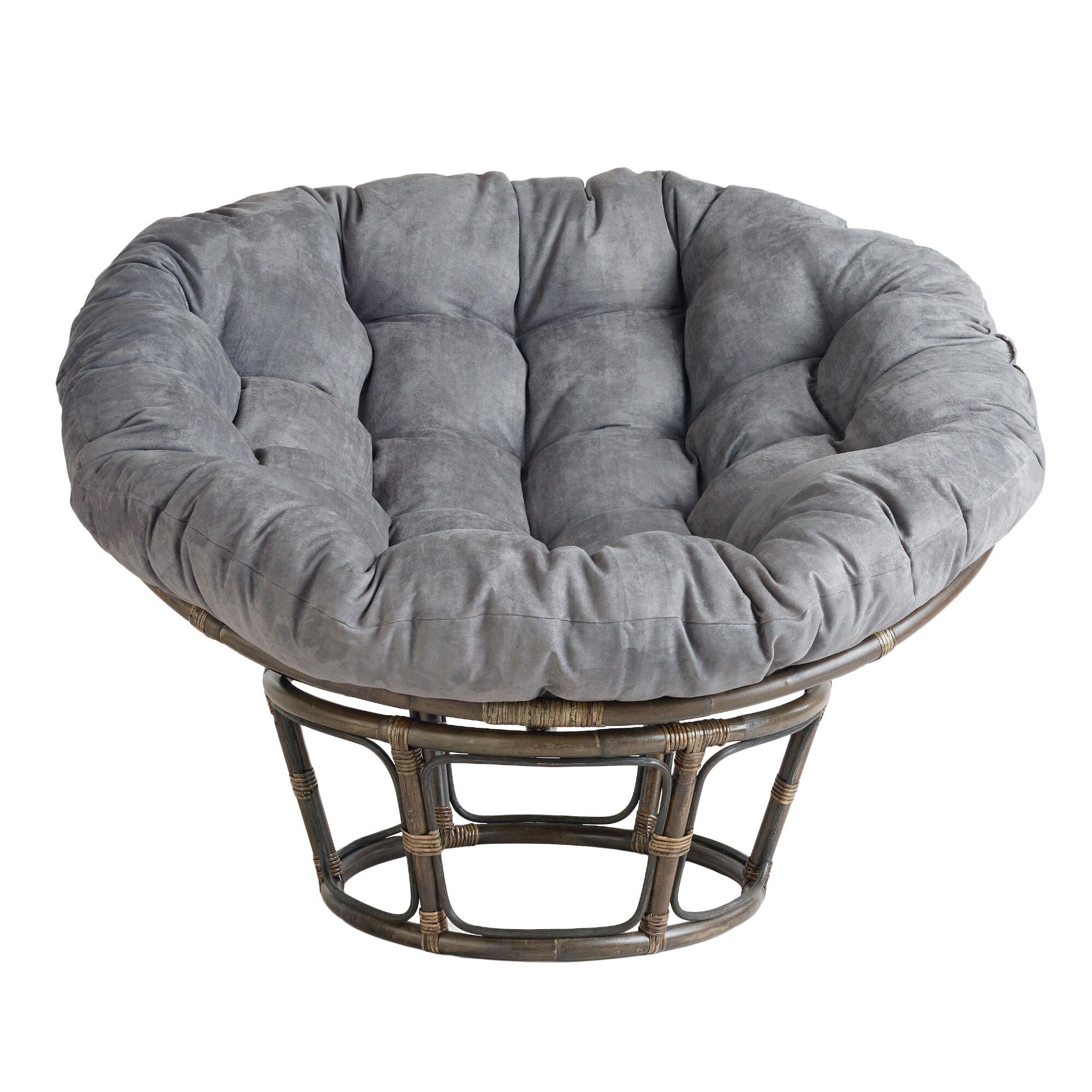 Charcoal Microsuede Papasan Chair Cushion: Gray - Microfiber by World Market