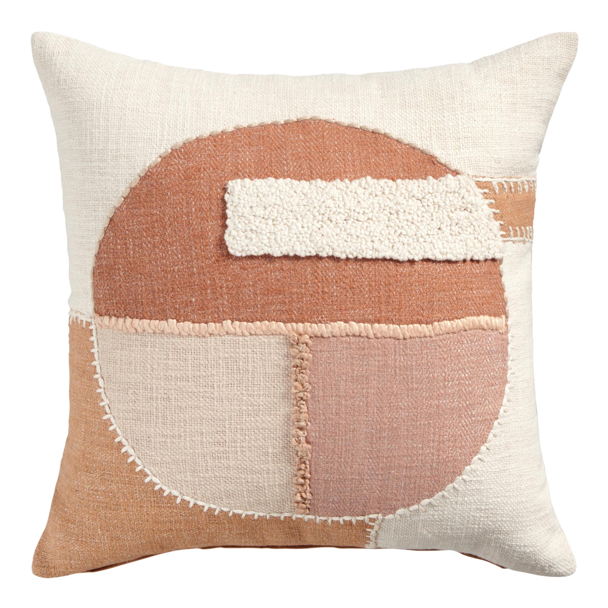 Rust and Blush Geo Circle Throw Pillow by World Market