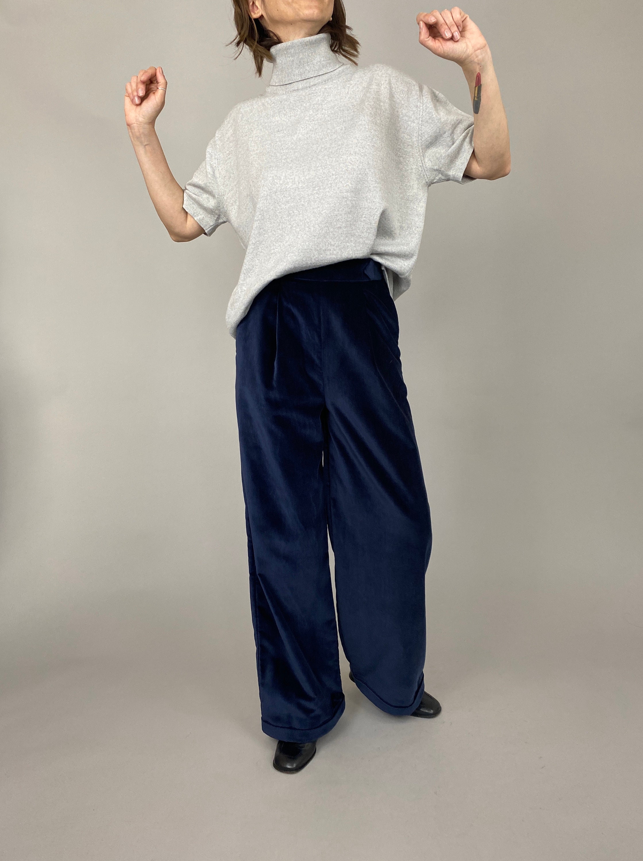 Vintage Wool Blend Short Sleeve Roll Neck Sweater Size Xl | Grey Ftv889