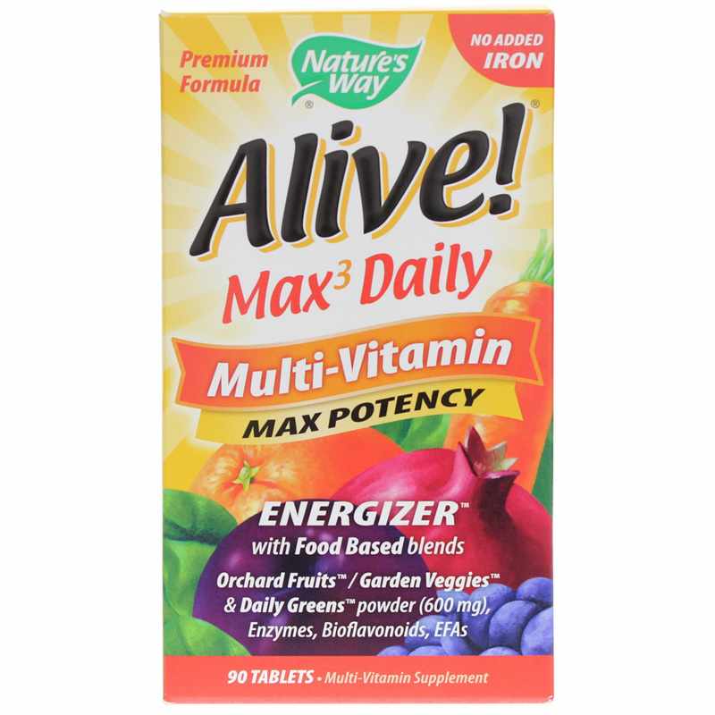 Natures Way Alive Max3 Daily Multi-Vitamin No Iron Added 90 Tablets