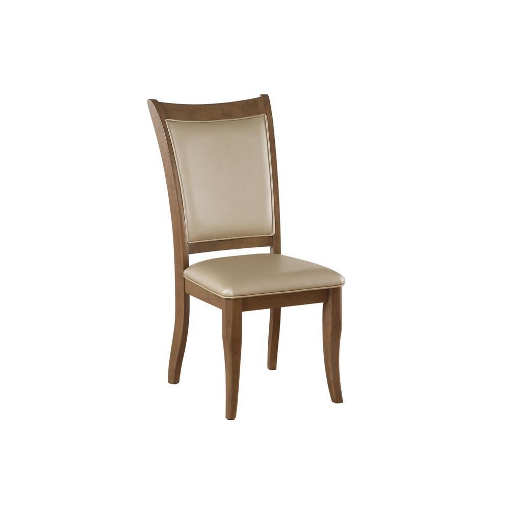 Benzara Set of 2 Polyester/Polyester Blend Upholstered Dining Side Chair (Wood Frame) in Brown | BM186183
