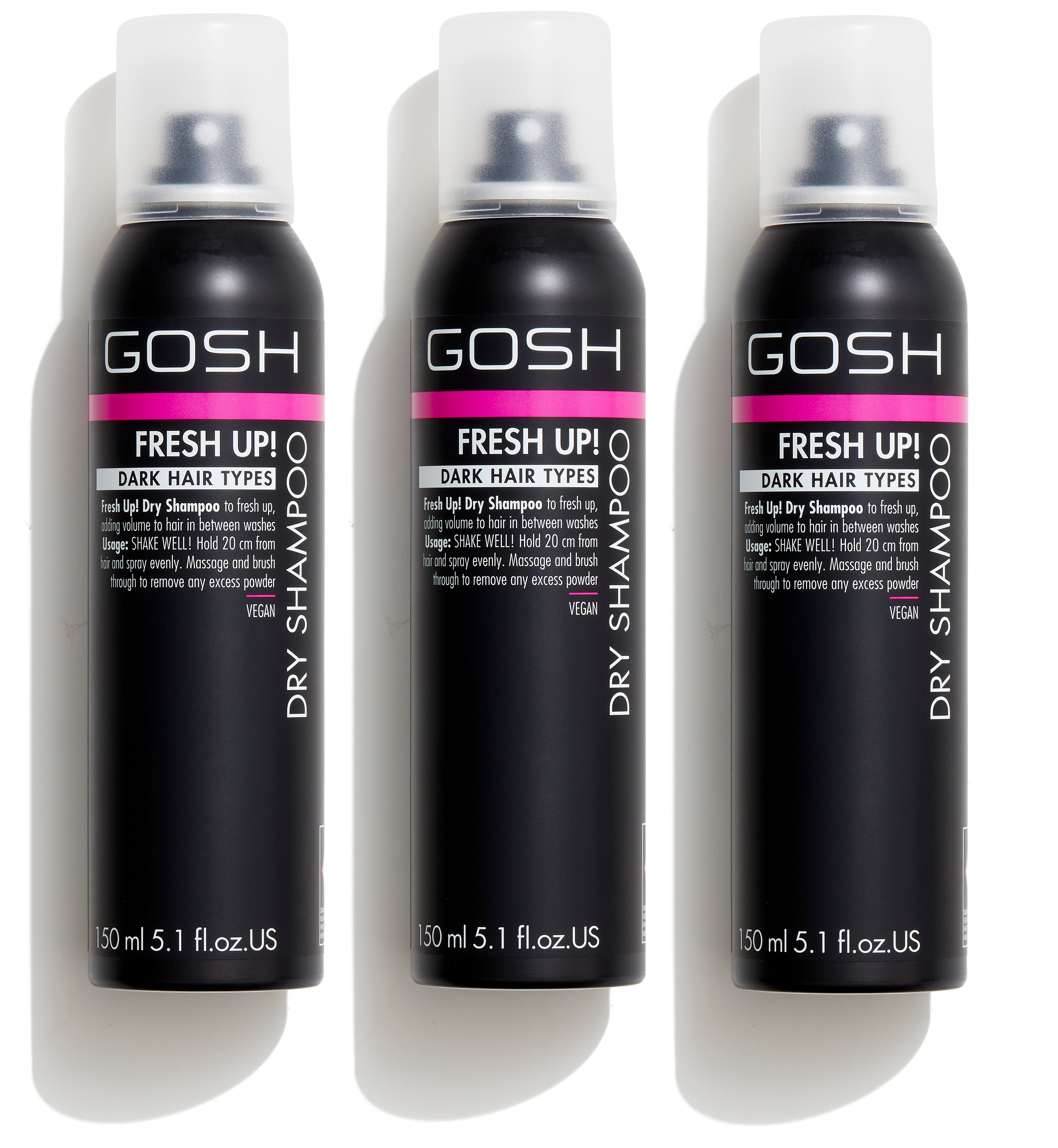 GOSH - 3 x Fresh Up Dry Shampoo for Dark hair 150 ml