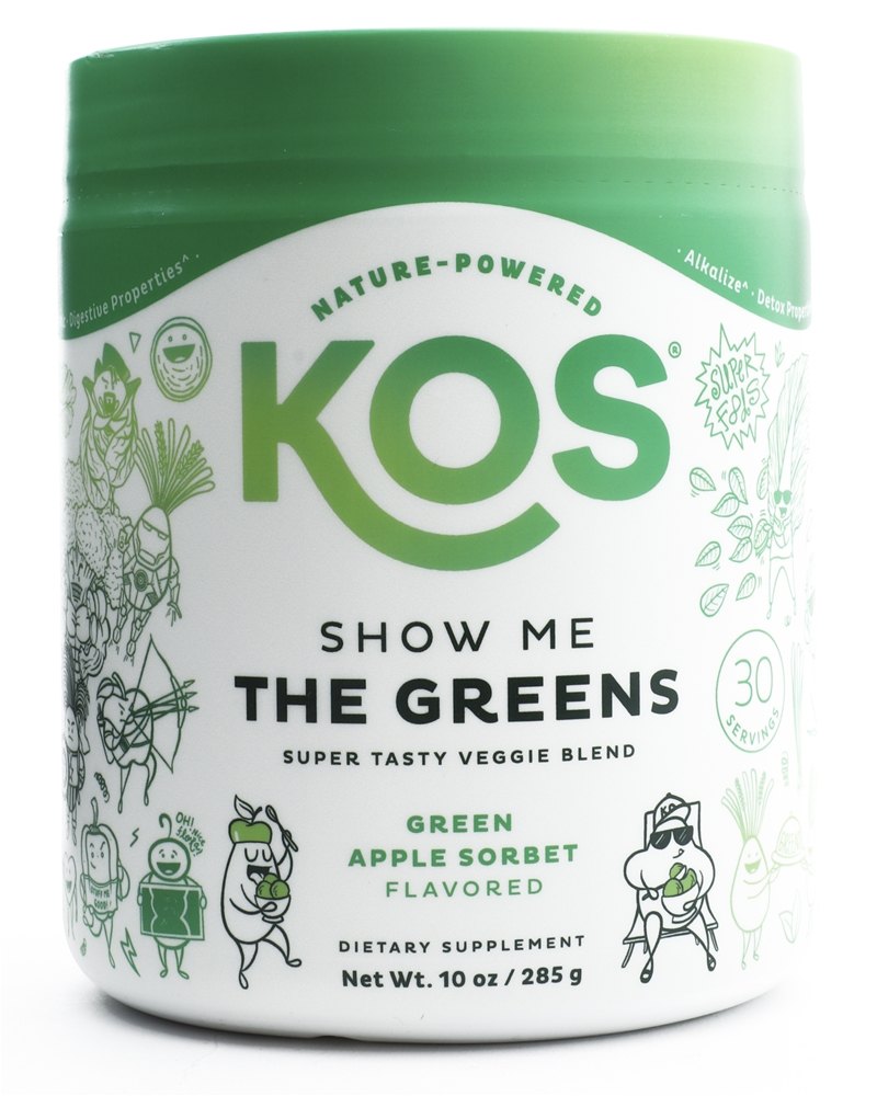 KOS - Show Me The Greens Super Tasty & Nutritious Blend Powder 30 Servings Green Apple Sorbet - 10 oz.