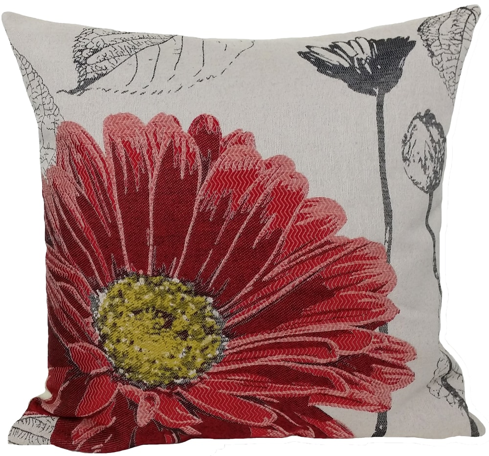 MANOR LUXE Flower18-in x 18-in Red Cotton Blend Indoor Decorative Pillow Polyester | ML14938REDFEATHER