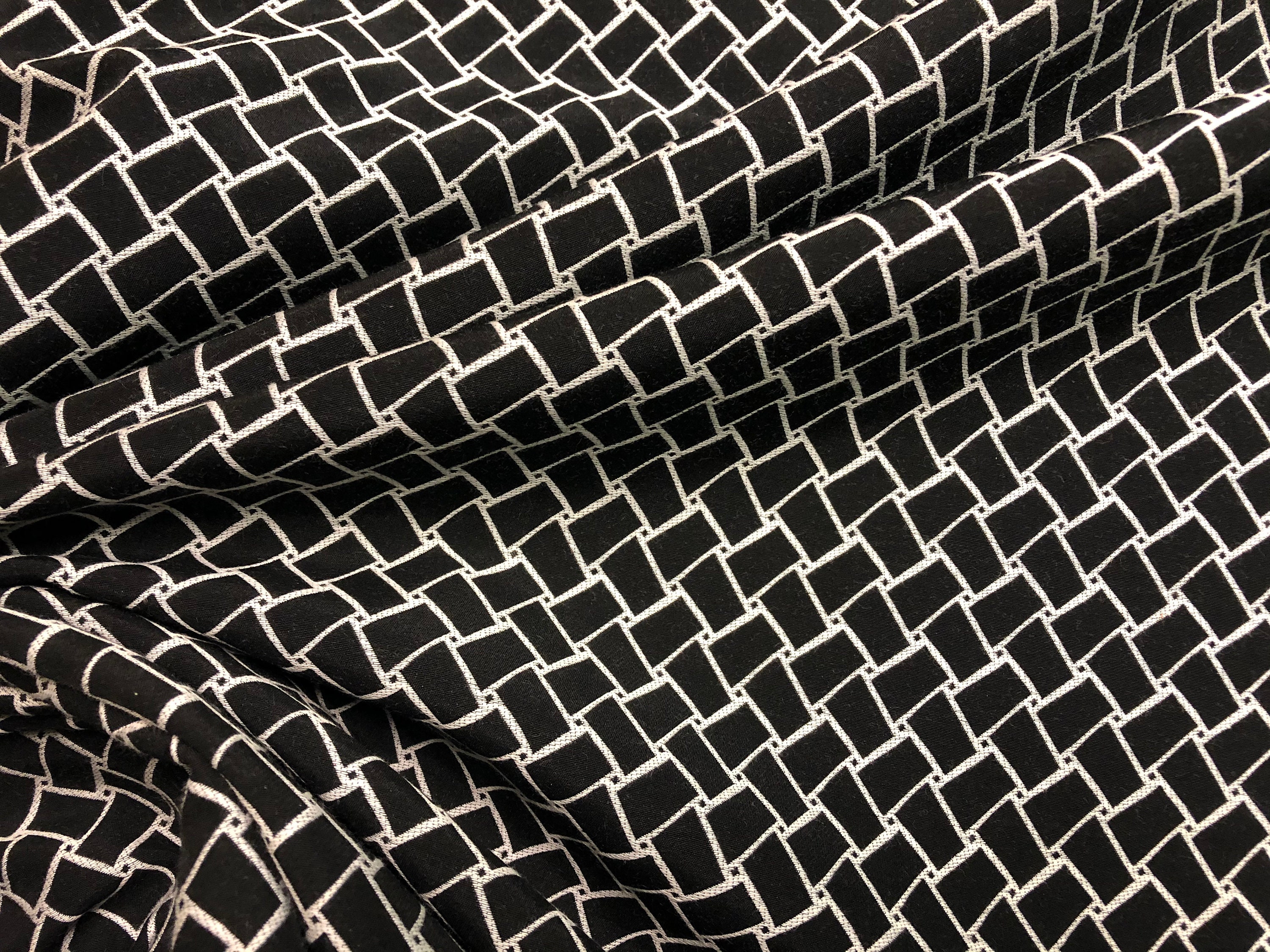 Suiting Wight Cotton Blend With Black & White Geometric Pattern, Price Is Per Yard, 60 Wide