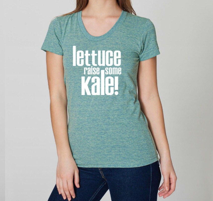 Lettuce Raise Some Kale Tri Blend Juniors Track T-Shirt - Shirts Size S M L Xl