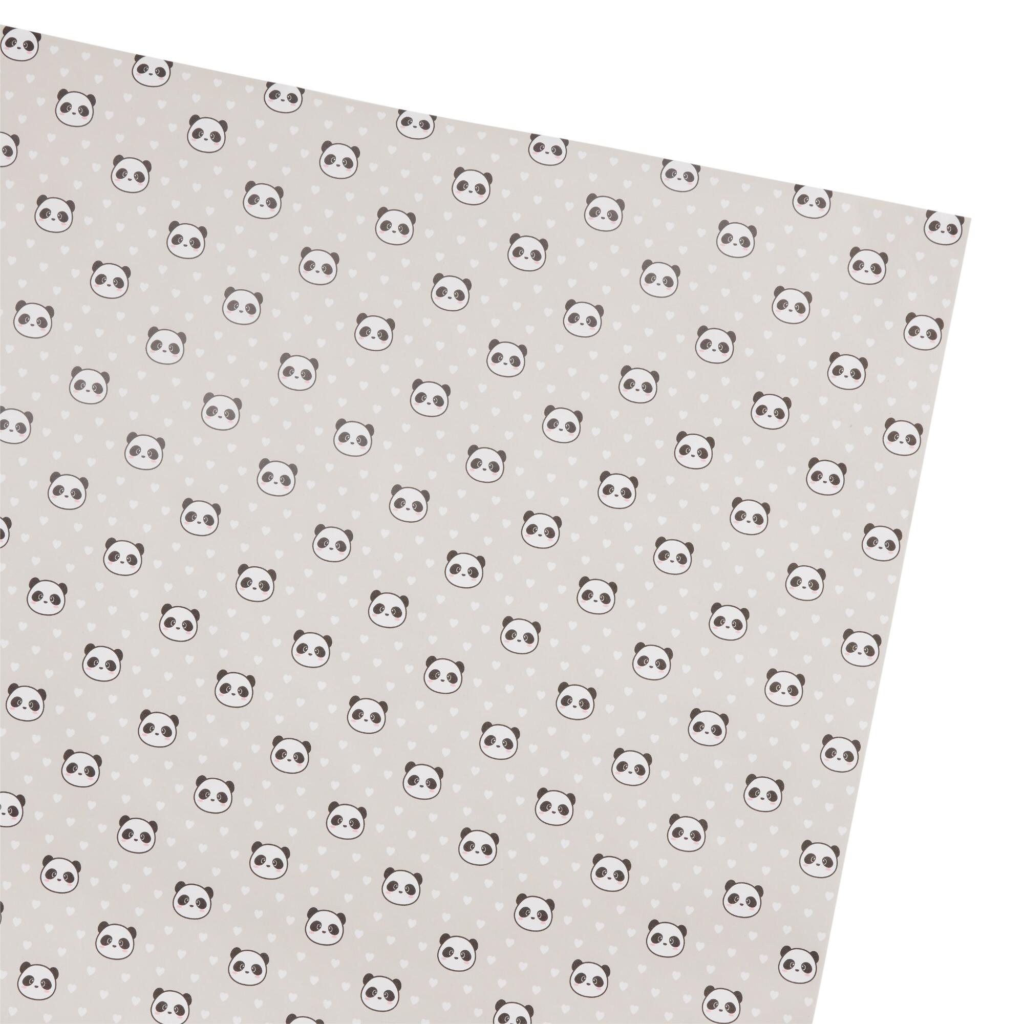 Panda Hearts Wrapping Paper Roll: Multi/Natural by World Market