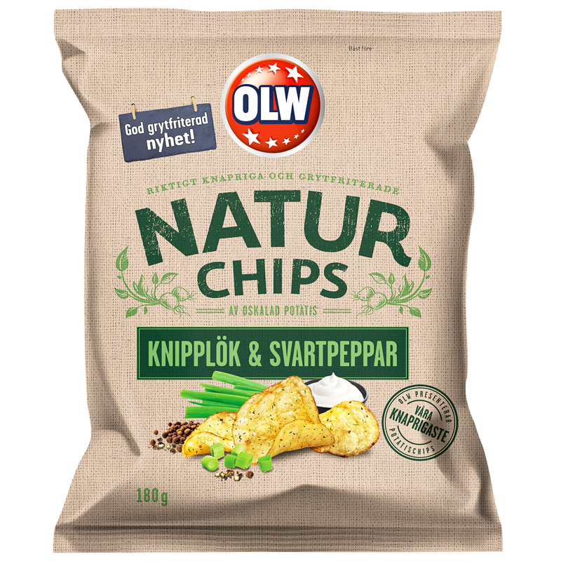 Chips "Knipplök & Svartpeppar" 180g - 32% rabatt