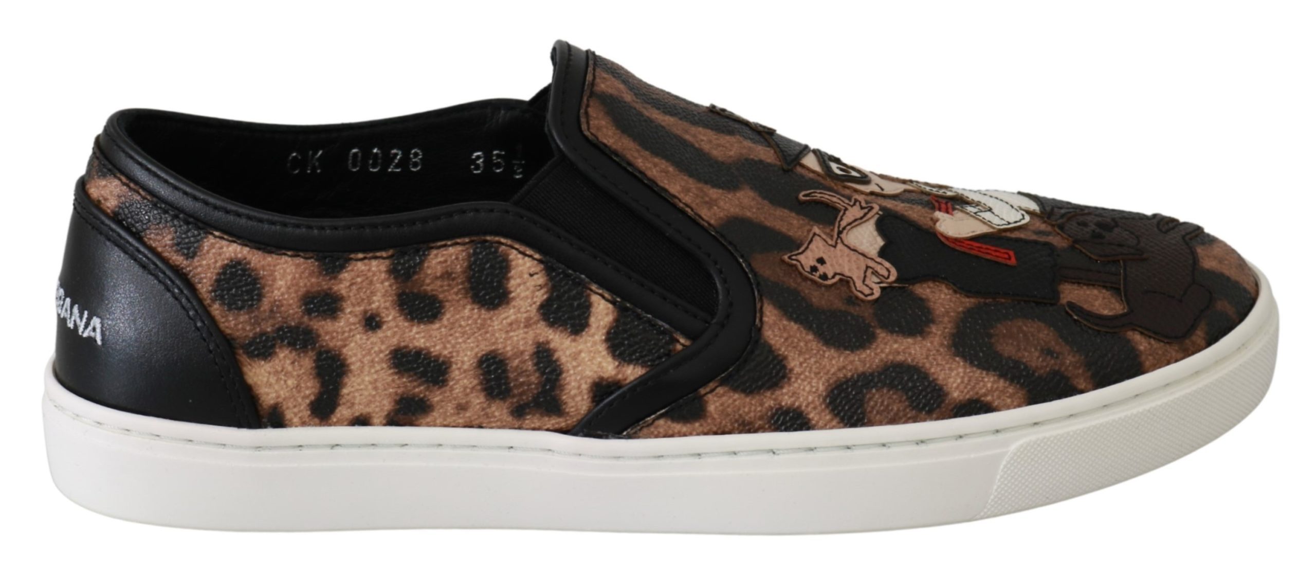 Dolce & Gabbana Women's Leather Leopard Flat Shoe Brown LA6483 - EU35.5/US5