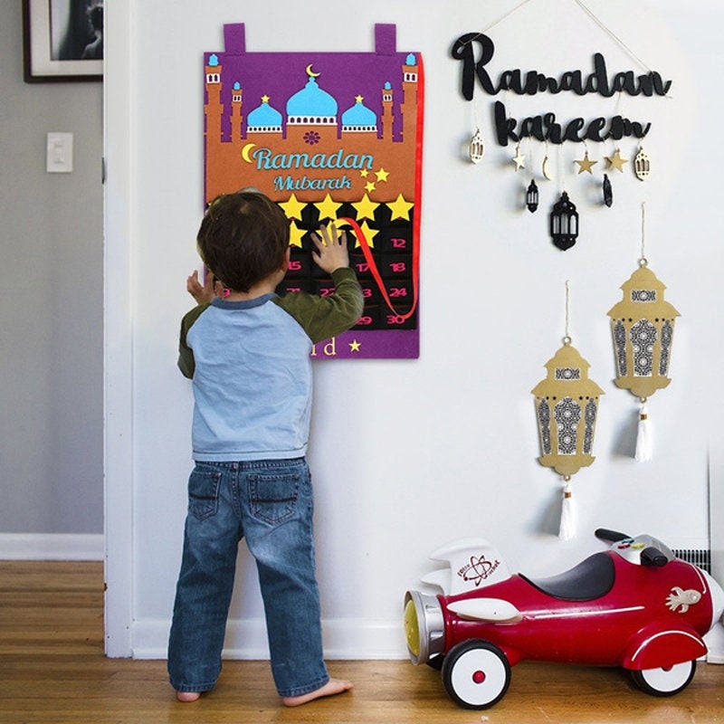 Ramadan Mubarak 30Days Advent Calendar Hanging Felt Countdown For Kids Gifts Decorations Supplies